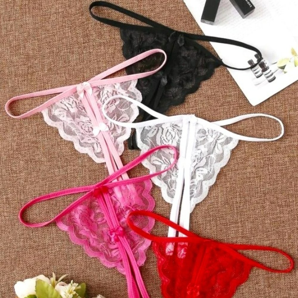 Sexy Thong Panty Set - Floral Lace